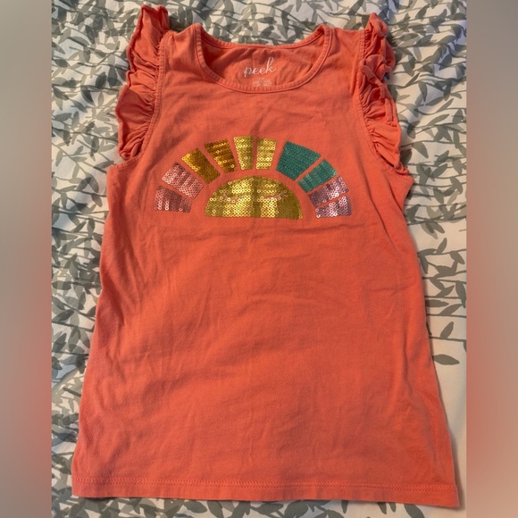 Peek Kids Orange Tank Top with Sequin Rainbow - Picture 1 of 3